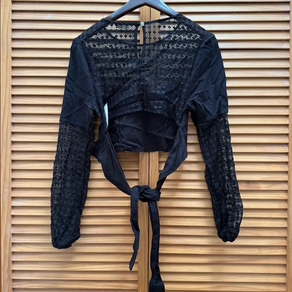 Free People Black Lace Blouse size medium